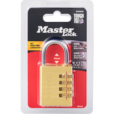 MASTER LOCK 604DAU 40mm Brass Combination Padlock