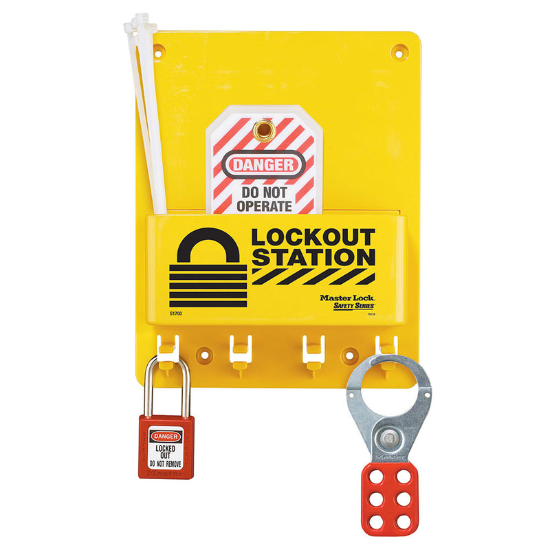 MASTER LOCK Compact Lockout Station with Padlock Hasp and Tags