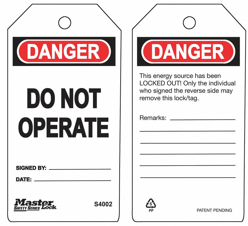 MASTER LOCK S4002 Guardian Extreme Do Not Operate Tags 6 Pack