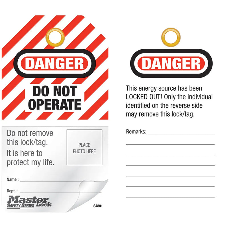 MASTER LOCK S4801 Do Not Operate Self Laminating Photo Tags 12 Pack
