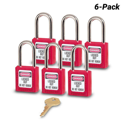 MASTER LOCK Thermoplastic Safety Padlocks Keyed Alike Set of 6