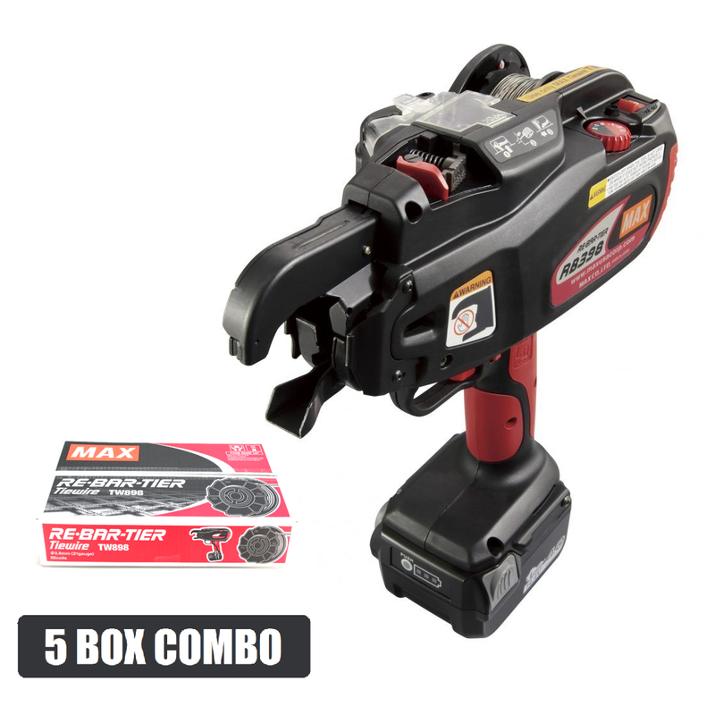 MAX TOOL RB398 Cordless Brushless Rebar Tying Machine Combo Kit-5 Box Combo
