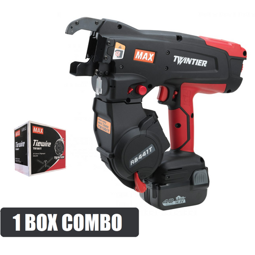 MAX Tools 14.4V Li-ion Cordless TwinTier Brushless Rebar Wire Tying Machine & Wire Combo Kit-FWT-RB441T
