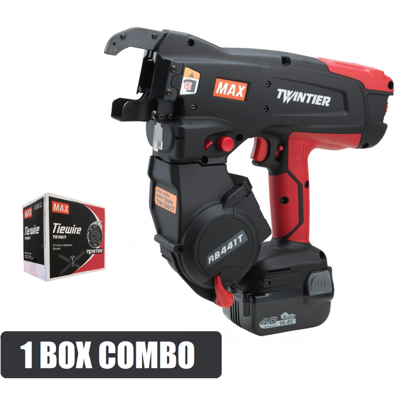 MAX Tools 14.4V Li-ion Cordless TwinTier Brushless Rebar Wire Tying Machine & Wire Combo Kit-FWT-RB441T