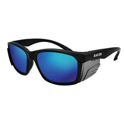 MAXISAFE  Rayzr Safety Glasses - Matte Black Frame - Blue Mirror Polarised Lens