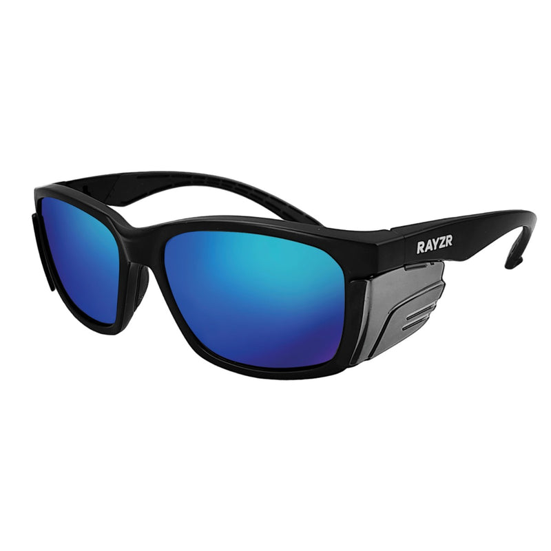 MAXISAFE  Rayzr Safety Glasses - Matte Black Frame - Blue Mirror Polarised Lens