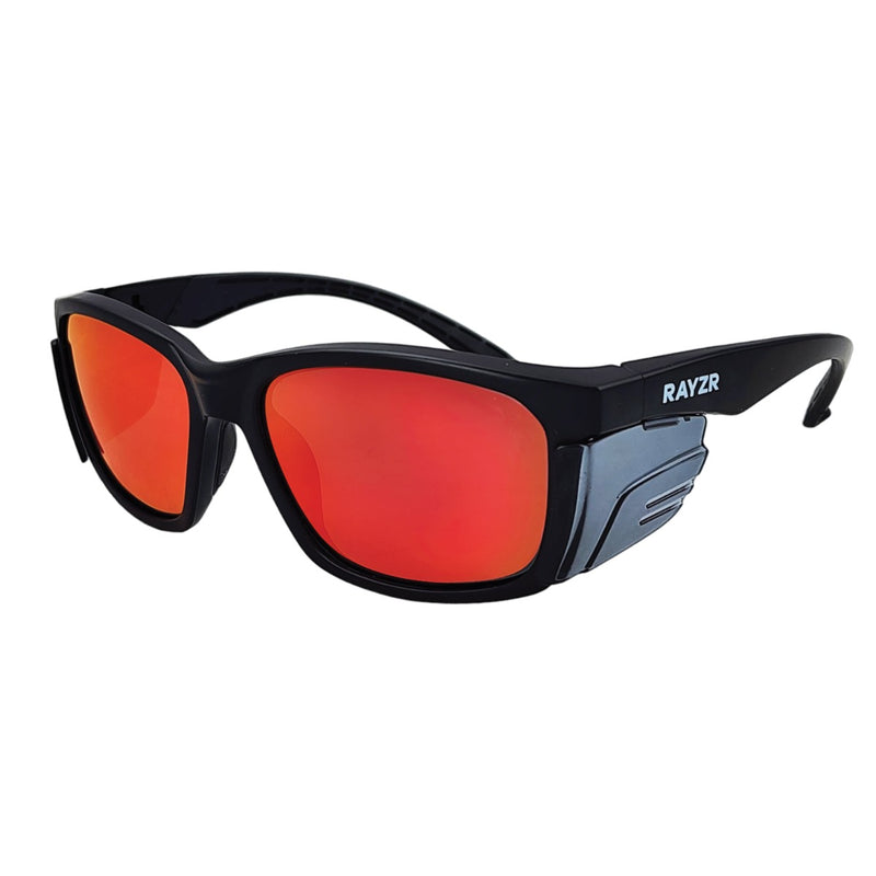 MAXISAFE  Rayzr Safety Glasses - Matte Black Frame - Red Mirror Polarised Lens