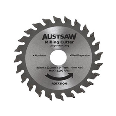 AUSTSAW 115mm (4.5in) 4mm Milling Cutter Blade - 22.2mm Bore - 24 Teeth
