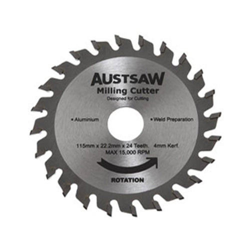 AUSTSAW 115mm (4.5in) 4mm Milling Cutter Blade - 22.2mm Bore - 24 Teeth