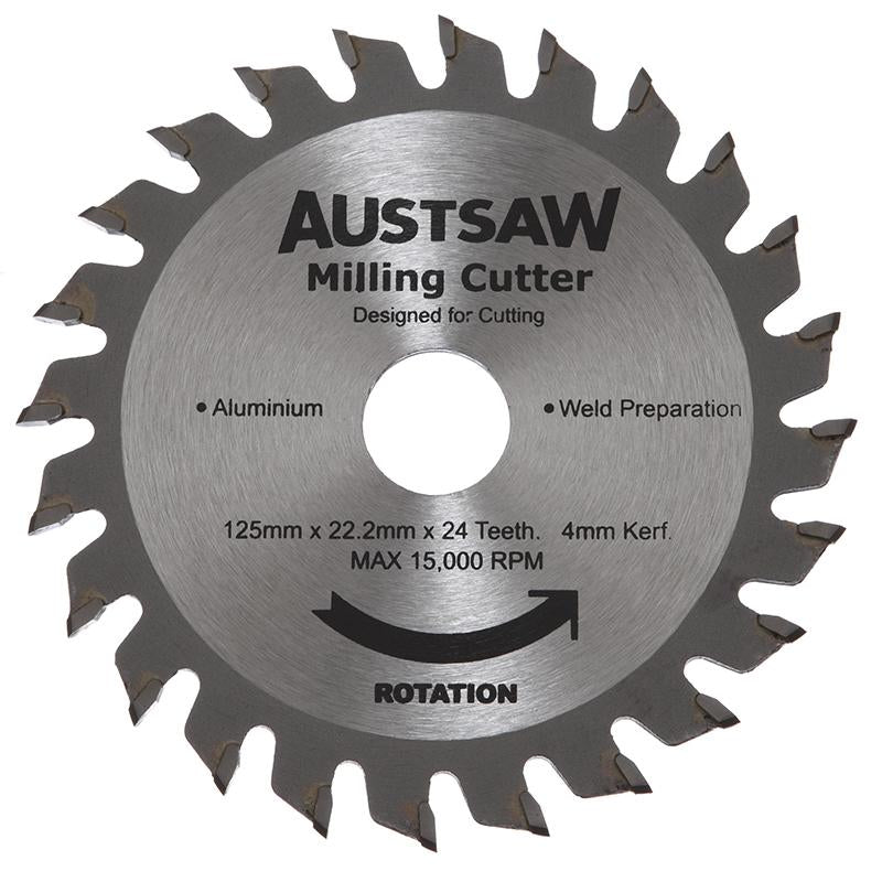 AUSTSAW 125mm (5in) 4mm Milling Cutter Blade - 22.2mm Bore - 24 Teeth
