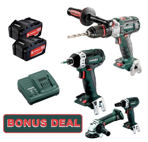 Metabo sb18ltxblbonus 18V Brushless Lithium Ion Cordless Impact LTX Drill Kit 5.2AH-Bonus Grinder, Wrench Or Driver
