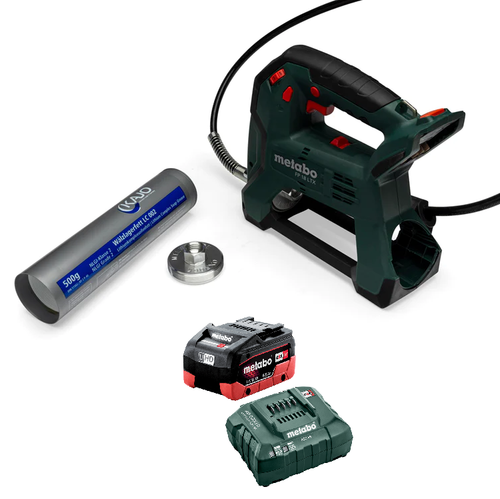 METABO KAJO SCREW CARTRIDGE GREASE GUN COMBO KIT WITH ADAPTER & GREASE