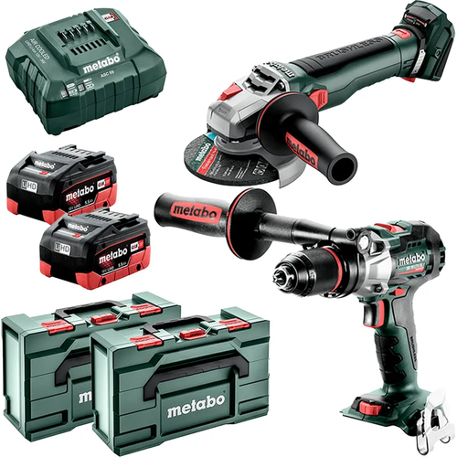 Metabo 18V 2 Piece Brushless Cordless Hammer Drill/Grinder Combo Kit- 2 x 5.5Ah