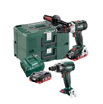 Metabo 18v 8ah LIHD Brushless Impact Drill & Impact Wrench Cordless Combo Kit In Metaloc Cases-BD