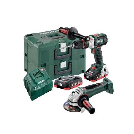 Metabo 18v 5.5ah Brushless Impact Drill & Angle Grinder Cordless Combo Kit In Metaloc Cases-BD