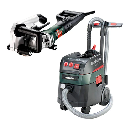 Metabo MFE40 COMBO 125mm Twin Blade Wall Chaser & M CLASS Dust Extractor Combo