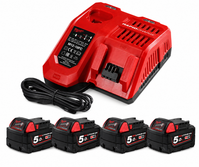 Milwaukee 18v 5ah Red Lithium Ion Battery & Fast Charger Combo Pack-M18B54/M1218FC