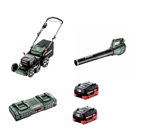 Metabo 18v Brushless Cordless Garden Mower and Blower Kit  - OPE