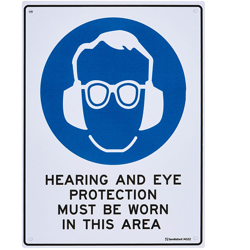 HEARING AND EYE PROTECTION MUST BE WORN IN THIS AREA SIGN 40MP