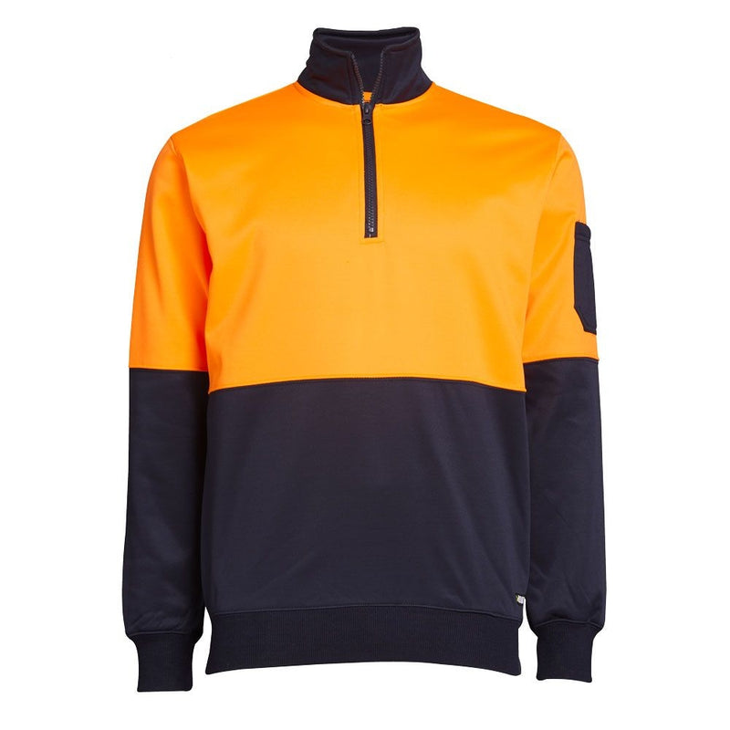 DIADORA Munka Hi Vis 1/4 Zip Fleece Sweat Jumper-Yellow Navy