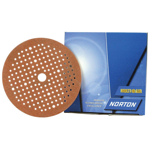 NORTON 150mm A275 Series Multi Air Hole Velcro Speed Grip No-Fil Sanding Disc-100pck/180g 63642560564