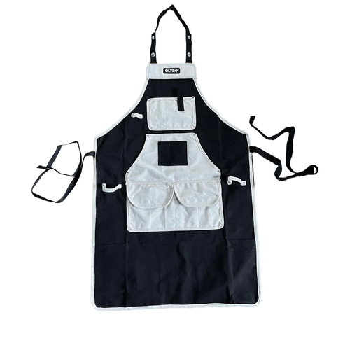 OLTRE Black Canvas With Cream Leather Apron