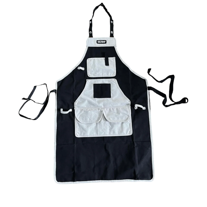OLTRE Black Canvas With Cream Leather Apron