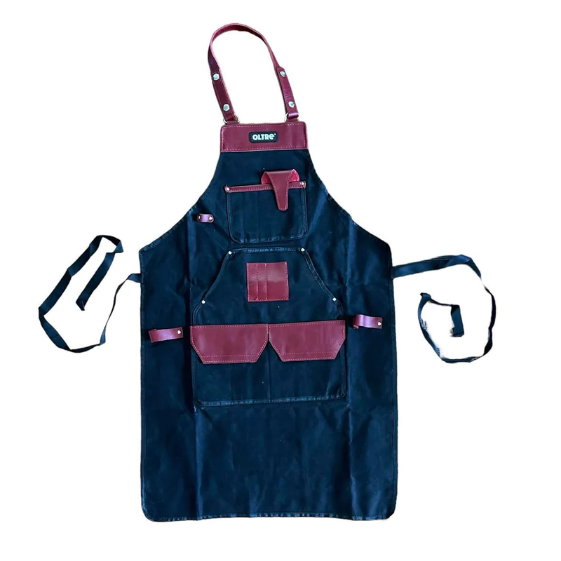 OLTRE Black Canvas With Red Leather Apron