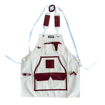 OLTRE White Canvas With Red Leather Apron