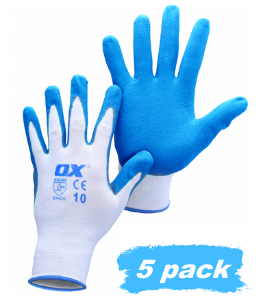 OX Tools Nitrile Polyester Lined Gloves-5Pack OX-S484610