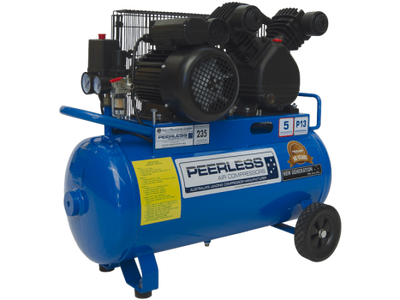 PEERLESS P13 Single Phase Air Compressor: Belt Drive, 10Amp, 2.5HP, 240LPM