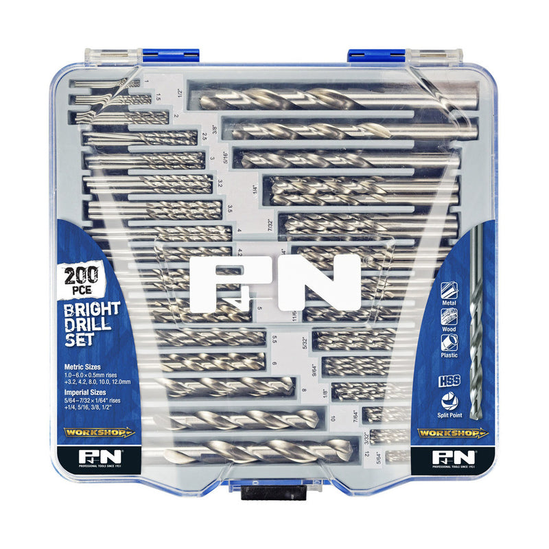 P&N HSS High Speed Steel Bright Metric & Imperial Drill Set-200pce -BFD
