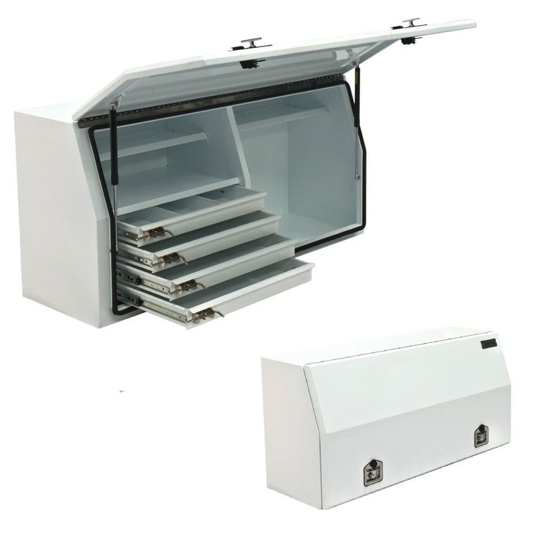 Industrial XS Full Lid Powder Coated White Steel Toolbox With Drawers-1450mm-700HSeries