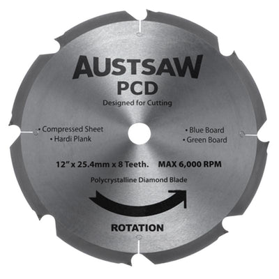AUSTSAW 300mm (12in) Polycrystalline Diamond Blade - 25.4mm Bore - 8PCD Teeth