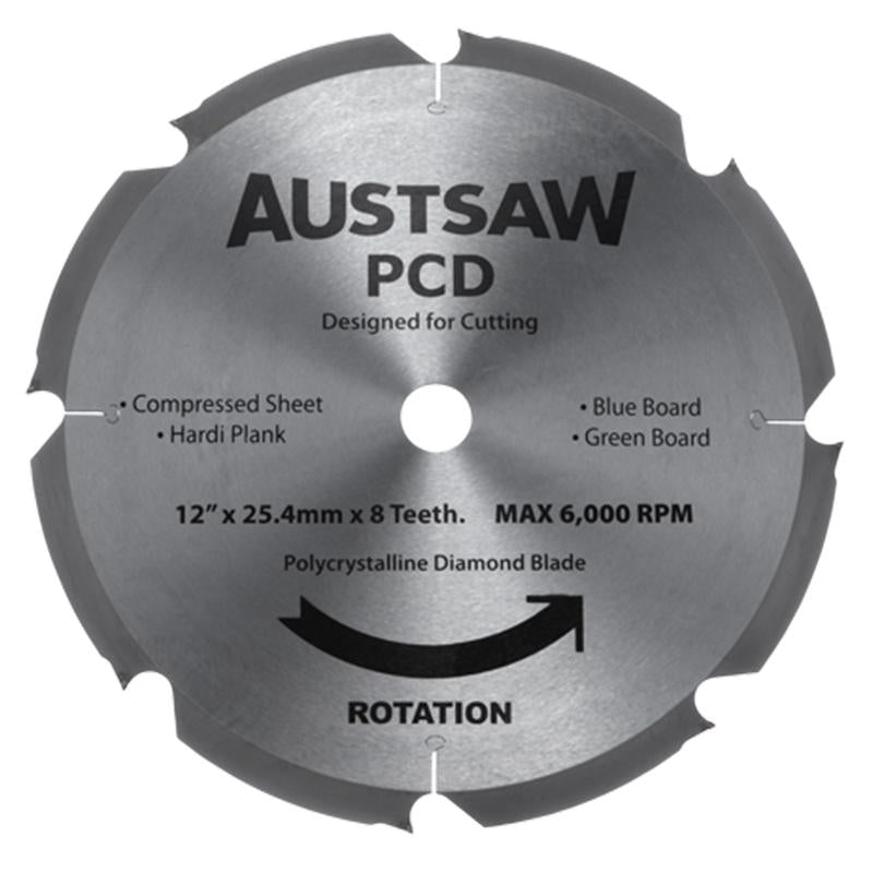 AUSTSAW 300mm (12in) Polycrystalline Diamond Blade - 25.4mm Bore - 8PCD Teeth
