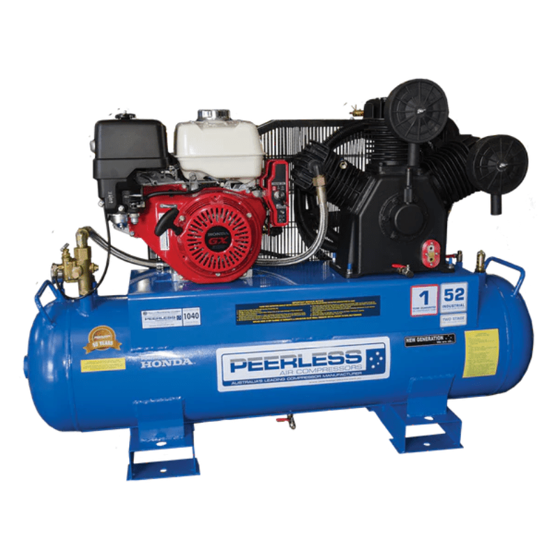 PEERLESS PHP52 Petrol Air Compressor Fatboy: Belt Drive, Honda GX390, 1040LPM - for High Pressure