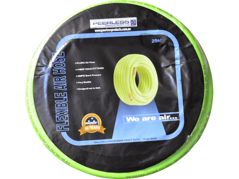 PEERLESS Industrial Green Flexible Air Hose 10mm: Rubber Coated PVC