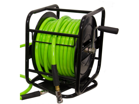 PEERLESS 30M Retractable Hand Crank Hose Reel with Air Hose: Metal Case