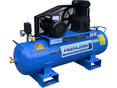 PEERLESS P17 Single Phase Air Compressor Fatboy: Belt Drive, 15Amp, 3.5HP, 320LPM