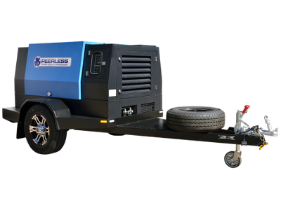 PEERLESS Rotary Screw Air Compressor With Trailer -5232LPM FAD-50hp Diesel Powered