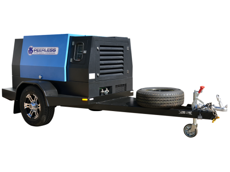 PEERLESS Rotary Screw Air Compressor With Trailer -5232LPM FAD-50hp Diesel Powered