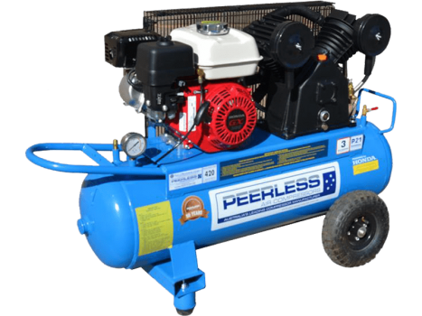 PEERLESS P21 Petrol Air Compressor: Belt Drive, Honda GX200, 420LPM