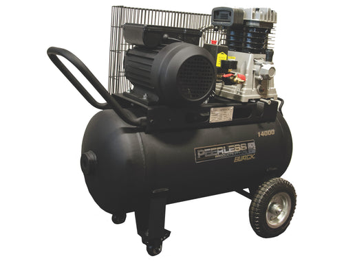 PEERLESS BLACK PB14000 Single Phase Air Compressor: Belt Drive, 10Amp, 2.5HP, 220LPM