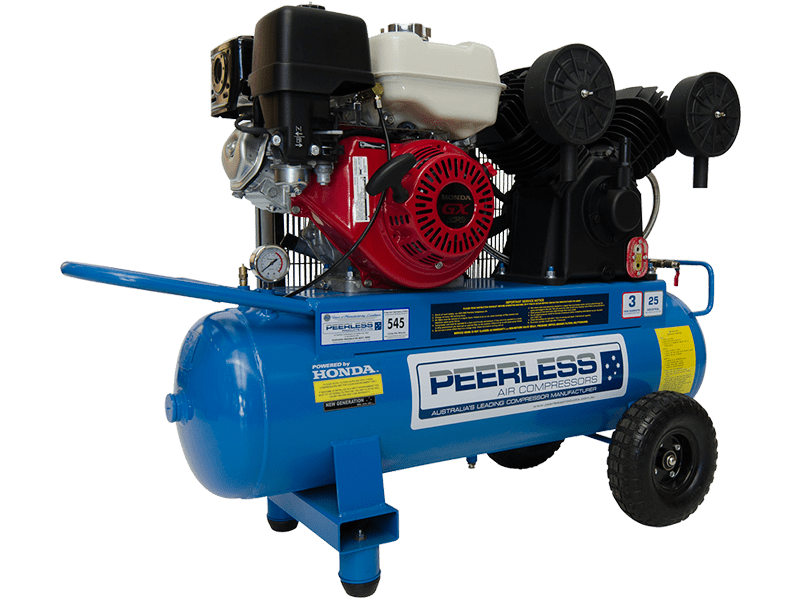 PEERLESS PV25 Petrol Air Compressor: Belt Drive, Honda GX270, 545LPM
