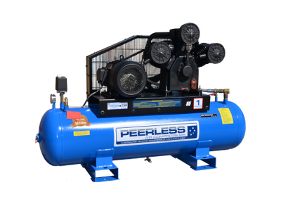 PEERLESS P55 High Flow Three Phase Air Compressor: Belt Drive, 10HP, 1300LPM