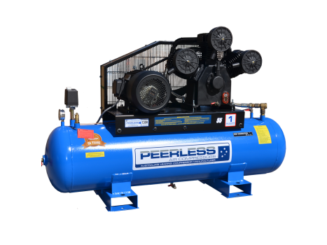 PEERLESS P55 High Flow Three Phase Air Compressor: Belt Drive, 10HP, 1300LPM
