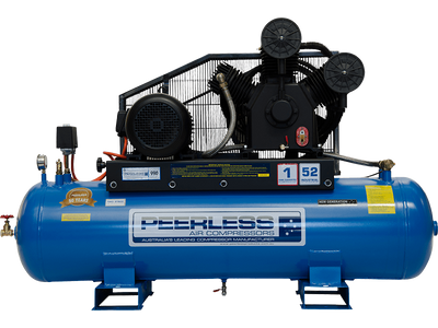 PEERLESS PHP52 Three Phase Air Compressor: Belt Drive, 10HP, 990LPM - for High Pressure