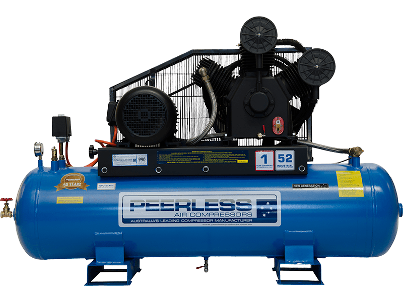 PEERLESS PHP52 Three Phase Air Compressor: Belt Drive, 10HP, 990LPM - for High Pressure