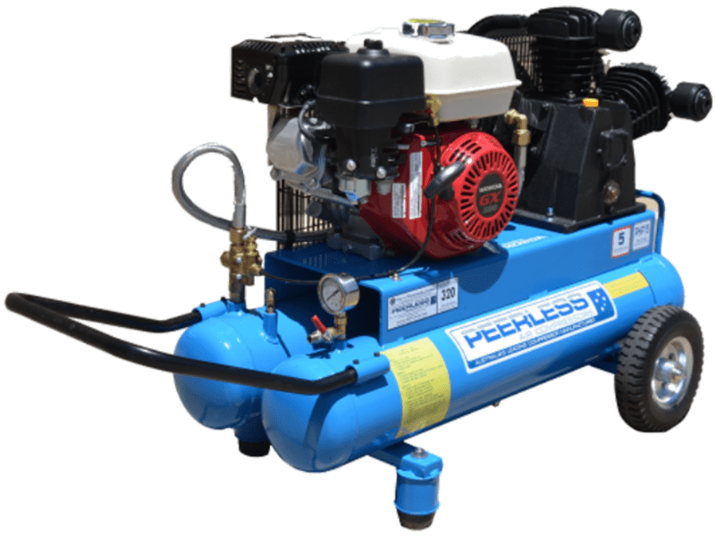 PEERLESS PHP15 Petrol Air Compressor Twin Tank: Belt Drive, Honda GX200, 320LPM - for High Pressure