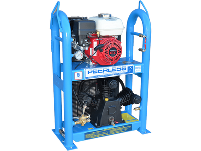 PEERLESS PHP15 Petrol Air Compressor Under&Over: Belt Drive, Honda GX200, 320LPM - for High Pressure